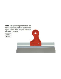 9 Couteau à enduire INOX Largeur 60cm Poignée ergonomique en ABS