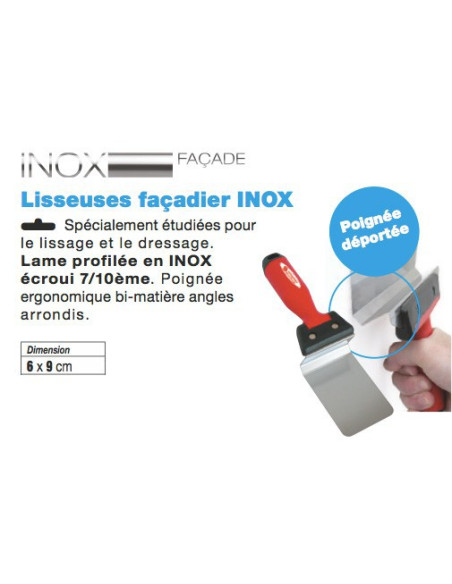 11 Lisseuses façadier INOX 6 x 9 cm