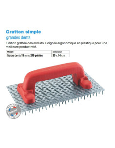 15 Gratton simple Grandes dents 15 mm - 240 pointes Dimensions 25x14cm