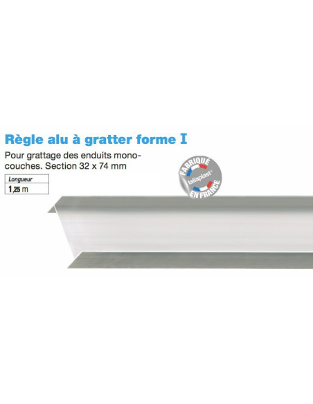 18 Règle alu à gratter forme I Longueur 1,25m