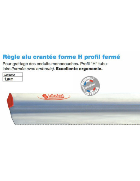 18 Règle alu crantée forme H pmé Lorofil ferngueur 1,20 m