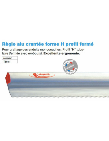 18 Règle alu crantée forme H profil fermé Longueur 1,50 m