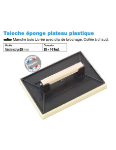 Taloche éponge 25 mm plateau plastique Rectangulaire 25 x 14