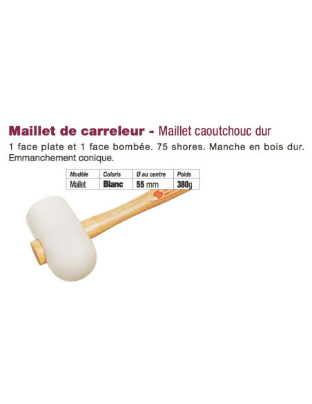 Maillet Blanc caoutchouc dur Ø55mn 380g