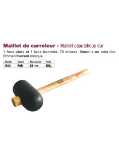 Maillet Noir caoutchouc dur Ø55mn 380g 