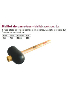Maillet Noir caoutchouc dur Ø65mn 500g