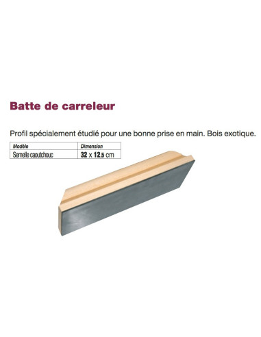 Batte de carreleur Semelle caoutchouc 32x12,5cm