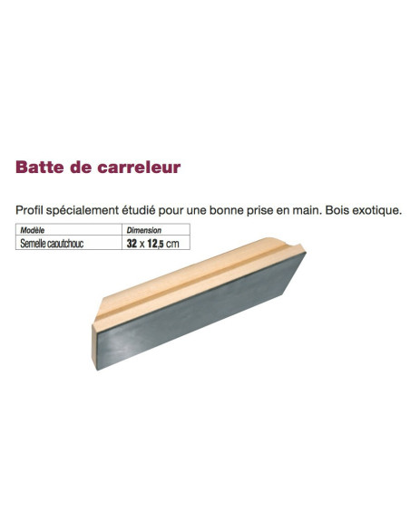 Batte de carreleur Semelle caoutchouc 32x12,5cm