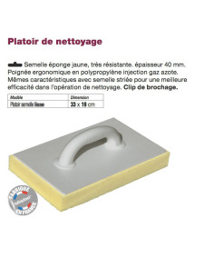 Platoir de nettoyage semelle lisse Dimension 33x19cm